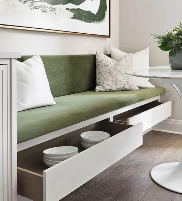 家庭餐廳卡座設(shè)計分享|自帶儲物柜的餐桌真的太適合小戶型家庭了！